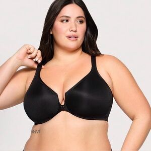 Glamorise Front-Closure Posture Back WonderWire Bra - Black - 44D